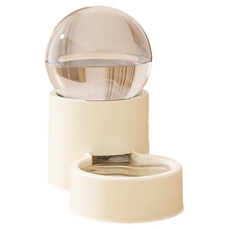 2-in-1 Automatic Cat Feeder Water Dispenser 44oz/1300ml Gravity Leak-Proof Pet Feeding Station Large Capacity No-Plug Food Water Bowl for Kitten Small Dog Beige