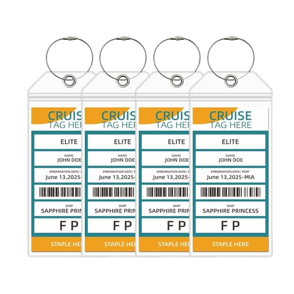 Cruise On Cruise Luggage Tag Holder (4 Pack), Fits All Ships & Tags, Clear, Waterproof, , Cruise Essentials 2025-2026, Durable Travel Accessories for Secure Bag Identification