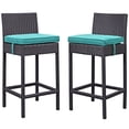 thumbnail image 1 of Modern Contemporary Urban Design Outdoor Patio Balcony Bar Stool Chair ( Set of Two), Blue, Rattan, 1 of 2
