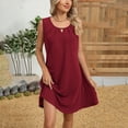 thumbnail image 2 of biudgviw Summer Dresses for Women Sleeveless Flowy Tshirt Tank Sundresses Casual Pleated Crew Neck Beach Dress with Pockets, 2 of 7
