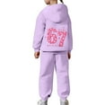 thumbnail image 5 of KKBOTIVE Girls Casual Tracksuit 67 Print Hoodie and Jogger 2 Piece Outfit Set for Kids Fashion Sweatsuit Daily School Clothes ( Purple Size: 6-7 Years ), 5 of 9