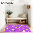thumbnail image 3 of ODIKA 2'x3' Machine Washable Non-Slip Area Rug, Kawaii Fantasy Meadow with Playful Unicorns and Blossom Details High Traffic Rug, Purple, 554983, 3 of 7