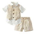 thumbnail image 4 of Vividxx Toddler Boys Short Sleeve T-Shirt Tops Striped Prints Vest Coats Shorts Child Kids Gentleman Outfits Sets Lovely Dailywear, 4 of 8