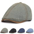 thumbnail image 2 of Xfvqtps Men Women Newsboy Hat Flat Cap Vintage Washed Denim Adjustable Ivy Gatsby Beret Duckbill Hat Driving Hunting Cap, 2 of 4