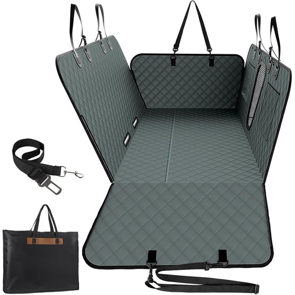 AllWays Plaza 600D Heavy Duty Dog Car Seat Cover for Back Seat,2025 Upgraded Hard Honeycomb Bottom Back Seat Extender for Dogs- Holds 600lbs,Waterproof Scratch Proof Nonslip Dog Hammock for SUV,Grey