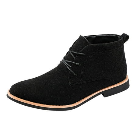 

fvwitlyh Leather Shoes for Men Galoshes Men Fashion Men s Classic Business Leather Shoes Suede Front Lace Up Short Boots M Apparel
