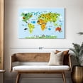 thumbnail image 3 of Elephant Stock Animals Of The World Wall Art - Horizontal Canvas Wall Art - Kids Room Wall Decor - Map Canvas - Green And Blue Decor - 45" x 30", 3 of 8