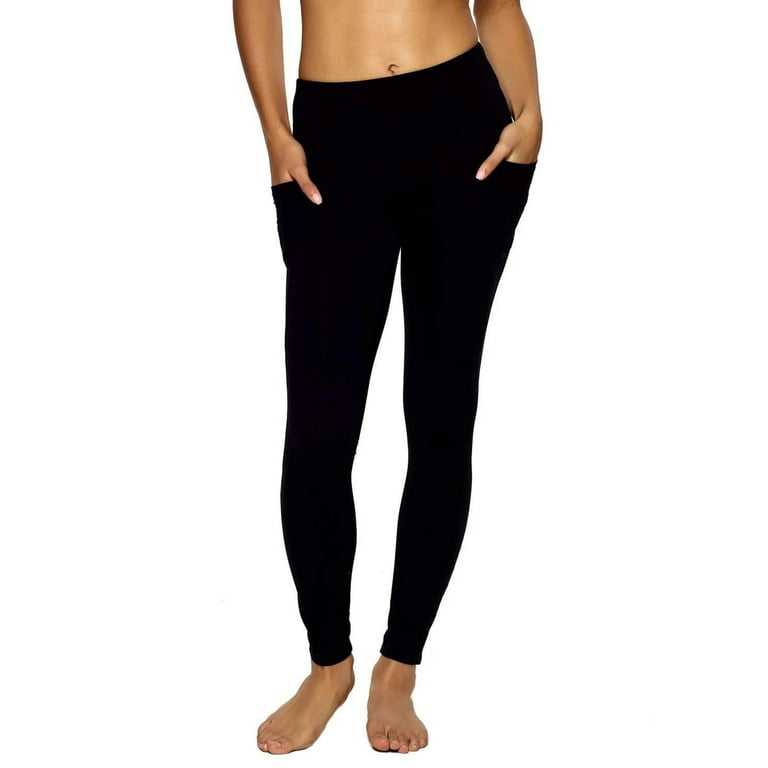 HUE Womens Blackout Legging with Cell Phone Pocket, Black, Large
