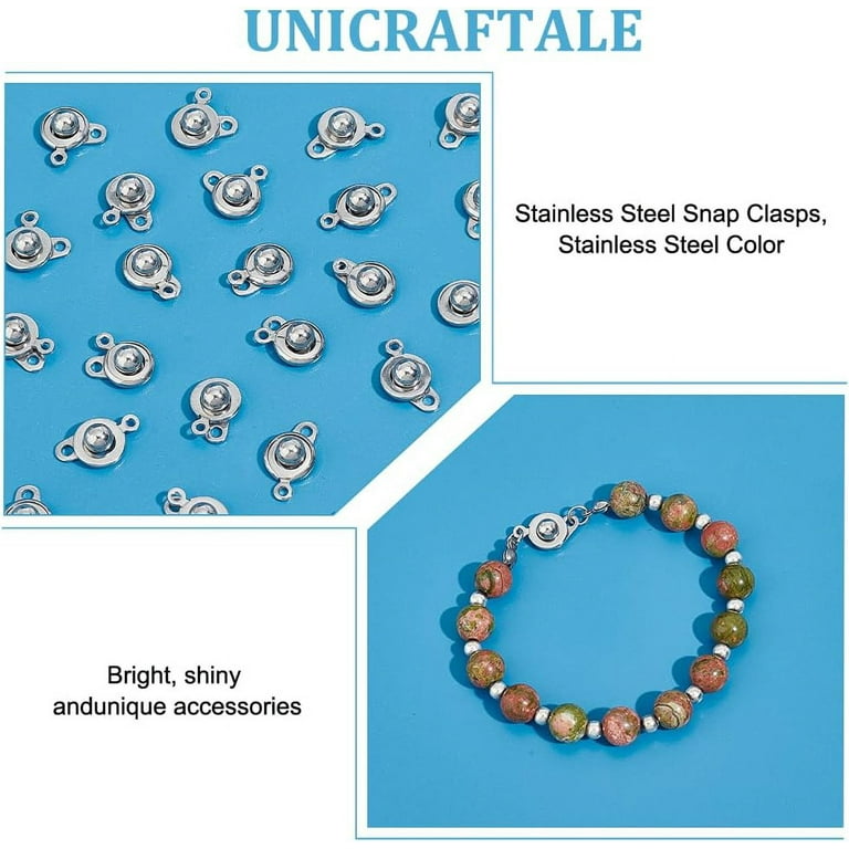 50 Sets Stainless Steel Snap Clasps Snap Button Clasps Ball and