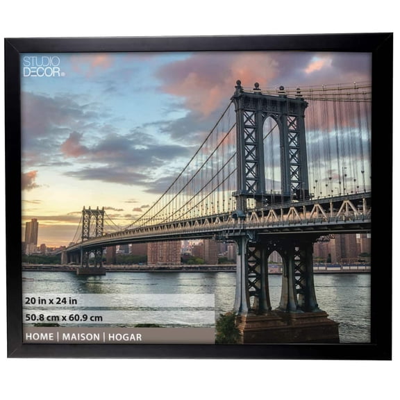 Studio Decor 20" x 24" Home Flat Black Picture Frame - Includes Pre-attached Hanging Hardware, Horizontal or Vertical Display - 1 Pack