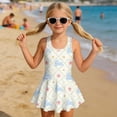 thumbnail image 3 of Xixirimido Rabbit Floral Grids Print Girls One Piece Swimsuits with Skirt Sleeveless Swim Dress Modest Skirted Swimwear with Built-in Shorts UPF 50+ Bathing Suit, 8-9 Years, 3 of 7