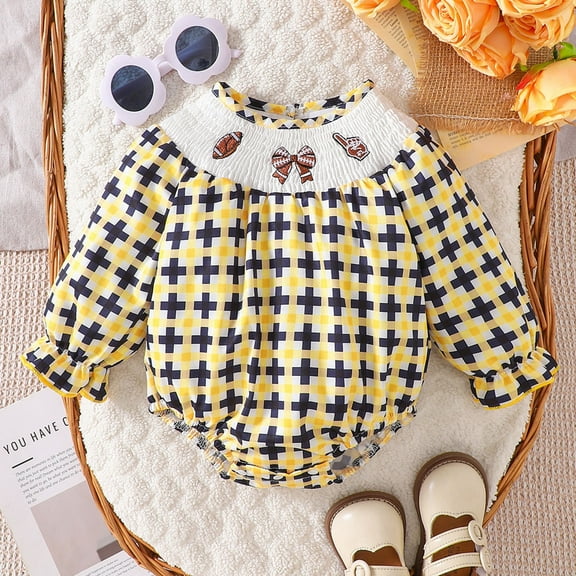 Infant Baby Girl Outfit Plaid Summer Baby Girl Clothes Long Sleeve Cute Baby Clothes 0-3 Months Girl Clothing Cute boys' and girls' clothing