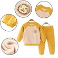 thumbnail image 4 of KYAIGUO 2Pcs Baby Newborn Boys Girls Fleece Thermal Underwear Outfit 3 Months-24 Months Plush Cardigan Thermal Pjs+Pants Long Johns Toddler Warm Sleep Outfit Autumn Winter, 4 of 8