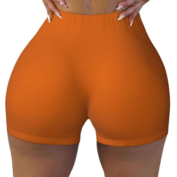Seamless Workout Shorts Women - dark-orange Biker Gym Running Yoga Spandex Shorts for Women