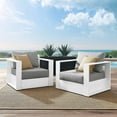 thumbnail image 2 of Lounge Chair Armchair, White Gray Grey, Aluminum, Metal, Fabric, Modern Contemporary, Outdoor Patio Balcony Cafe Bistro Garden Furniture Hotel Hospitality, 2 of 7