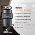thumbnail image 2 of 1/2 HP Garbage Disposal with Power Cord, Quiet Stainless Steel Grinding, Continuous Feed Kitchen Sink Food Waste Disposer, DeepCut Fine Grinding Anti-Clog System, 2 of 9