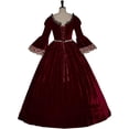 thumbnail image 5 of Women's Medieval Ball Gown Red Civil War Dress Southern Belle Gown Floral Lace Dress, 5 of 7