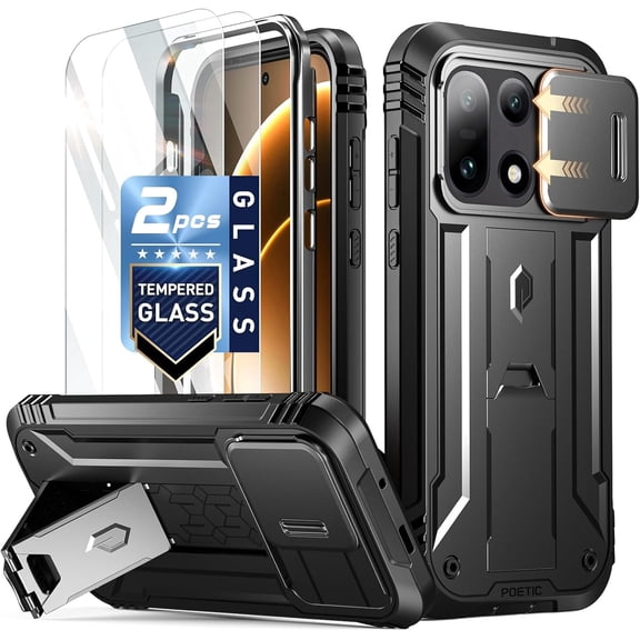Poetic Revolution Case for OnePlus 15R 5G, [Slide Camera Cover], [20FT Mil-Grade Drop Tested], Full-Body Military Grade Rugged Dual-Layer Shockproof Cover with Kickstand, Purple/Gray