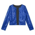 thumbnail image 3 of iiniim Women's Sequin Bolero Jacket Long Sleeve Open Front Glitter Cardigan for Cocktail Party Dress Royal Blue S, 3 of 7