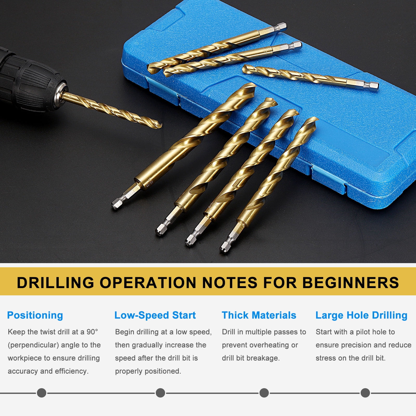 Uxcell 12.5mm Hex Shank Drill Bit, M2 High-Speed Steel Bits Quick Change Design for Impact Driver 135° Titanium Nitride TiN Coated for Stainless Steel Hard Metal - 2 Pack