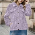 thumbnail image 3 of Fleece Jacket for Women Fashion Button Coat Casual Long Sleeve Lightweight Cardigan Winter Warm Cozy Outerwear New Long Sleeve Jackets for Women Purple M, 3 of 6