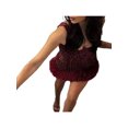 thumbnail image 3 of Txlixc Mini vestido de lentejuelas con purpurina para mujer, cuello en U, sin mangas, con adorno de plumas, de una sola pieza, vestido corto de fiesta de noche sin espalda Txlixc  Estilo de ocio, 3 of 5