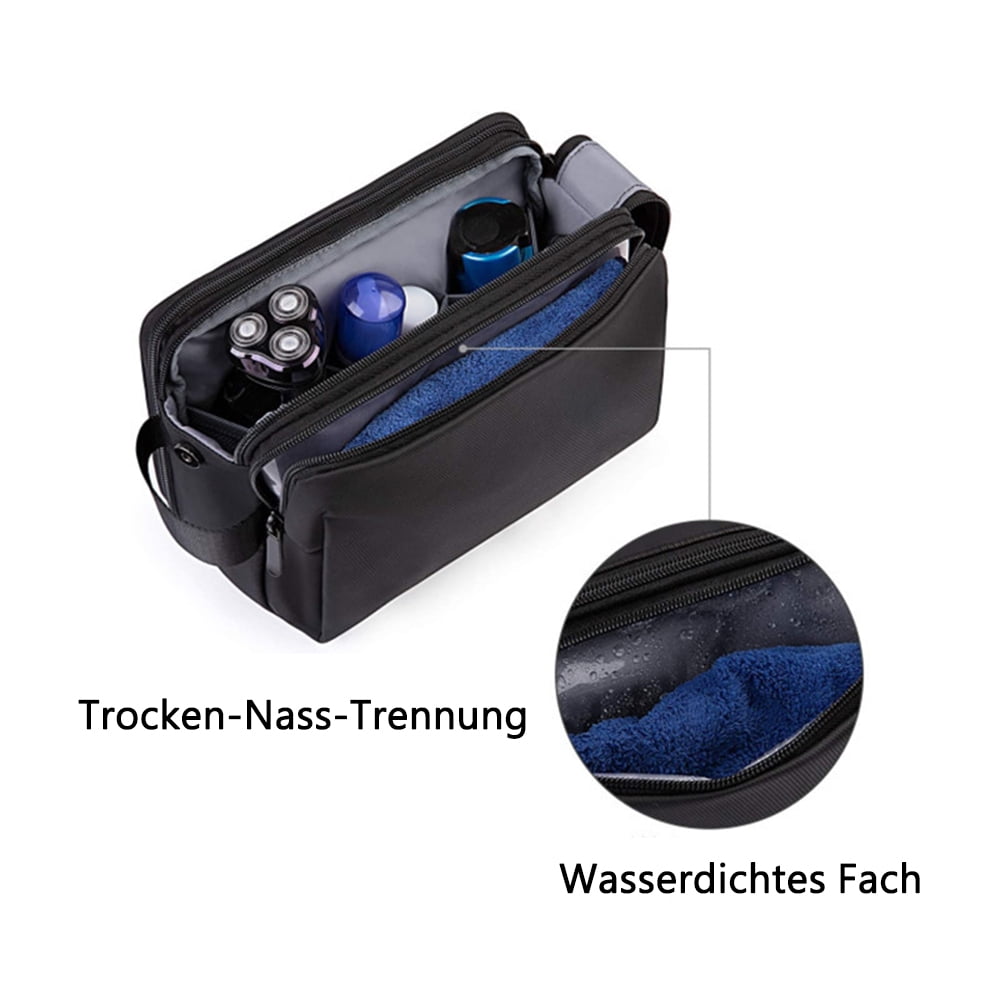 Trousse De Toilette Pour Hommes, Trousse De Toilette En Toile Impermable Sac Cosmtique Portable Ensemble De Rasage Bote De Rangement Avec Un Crochet Bleu 25 13 14cm 57533071