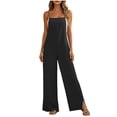 thumbnail image 2 of Women's Wide Leg Jumpsuits Oversized Spaghetti Strap Bohos Cotton Like Overalls Womens Summer Casual Solid Loose Fits Lightweight Comfy Rompers, 2 of 7