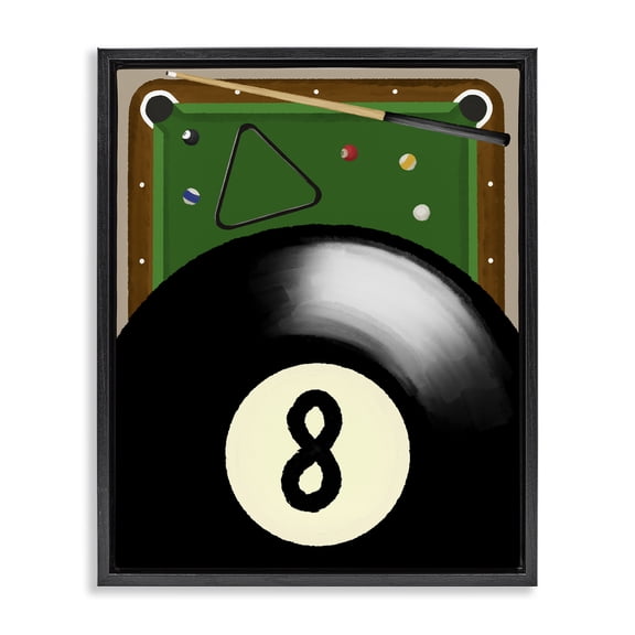 Stupell Industries Contemporary Billiard Table & Balls Black Floating Frame Canvas Art, 17 x 21, by Jennifer Stith