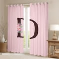 thumbnail image 2 of Erosebridal Floral Letter Monogrammed D Blackout Curtains Set of 2 (52x84 Each) For Teens Girls,Romantic Flowers Roses Window Curtains, 2 of 6