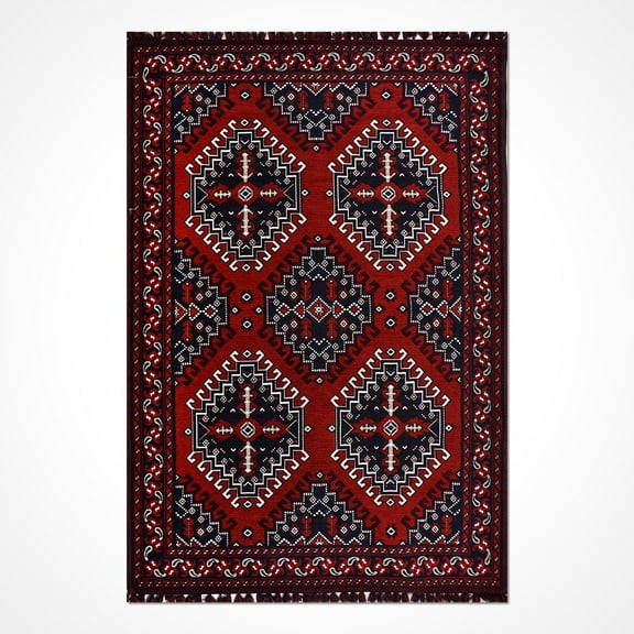 Red Frame Cotton Area Rugs for Living Room Jacquard Textured Modern Rugs Soft Geometric Rug for Bedroom Mid Century Washable Rug Non-Slip Bohemian Carpet Perfect for Dining Room Office Beige
