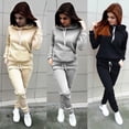 thumbnail image 4 of Douhoow Autumn Women Tracksuit,Solid Color Long Sleeve Hooded Sweatshirt+Long Pants, 4 of 4