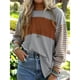 thumbnail image 5 of Blusas de Larga para Mujer, de Gran Tamaño, Modernas, con Cuello Redondo, Informales, con Bloques de Color. Gris XXL, 5 of 7