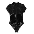 thumbnail image 4 of Follure Women Gothic Black Corset Leather Teddy Babydoll Lace Splicing Underwear Set One Piece Outfits Playsuit, 4 of 9