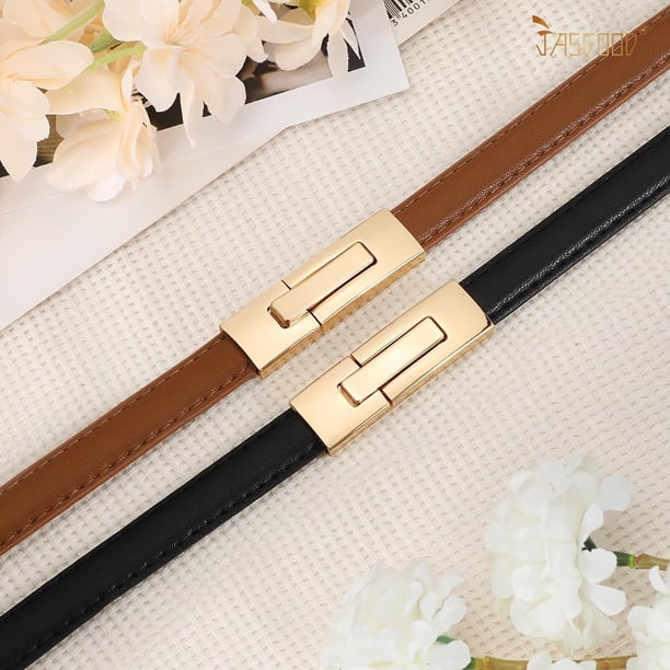 skinny gold belt for dress Leanoria Women's Skinny Elastic Metal Belt Gold Waistband Stretch Waist Belts Thin Belt for Dress (2 Star S Size) at Amazon Women's Clothing store