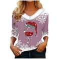 thumbnail image 2 of WXLWZYWL Christmas Blouse Womens Fashion V-Neck Printed Casual Long Sleeve Tops Winter, 2 of 6