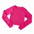 thumbnail image 3 of UVEASISHA Ribbed Knit Crop Tops for Women Slim Fit Long Sleeve Workout Shirts Crew Neck Yoga Athletic T Shirts Solid Color Casual Sporty Tees Hot Pink M, 3 of 6