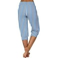 thumbnail image 7 of Yxbdin Striped Capri Pants for Women Plus Size Tummy Control Yoga Pant High Waisted Workout Leggings for Athletic Exercise Sky Blue XL, 7 of 7