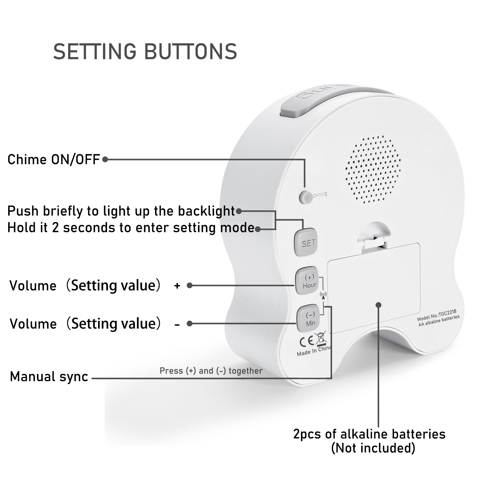 Hearkent Atomic Talking Clock 5 Sets of Separate Alarms English Speaking Pleasant Male or Female Voice Switchable