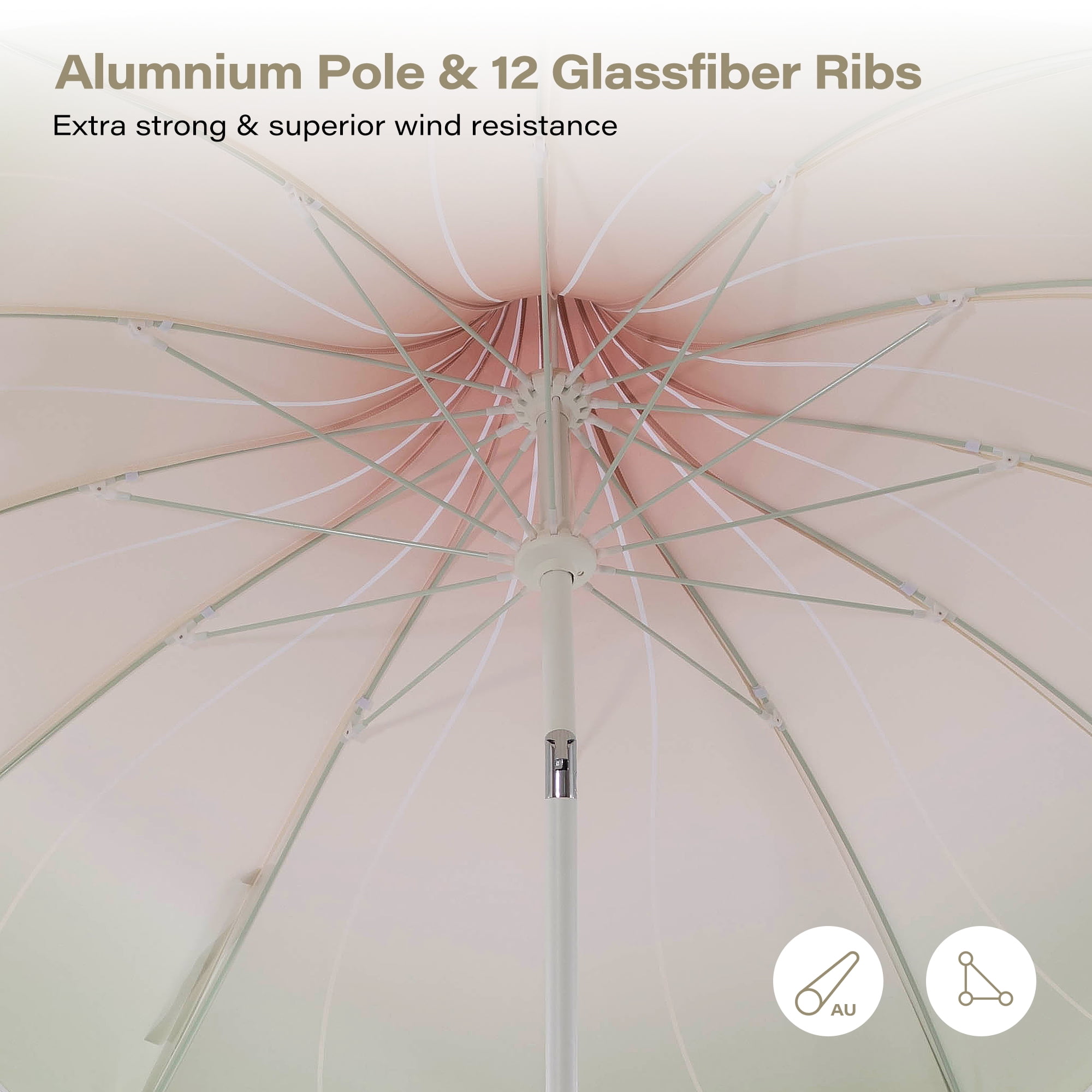 LAUSAINT HOME 9FT Outdoor Patio Umbrella with LED Light & Crank Handle, Gradient Green