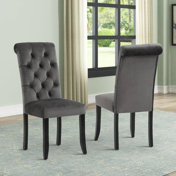 Classic Velvet Chair Dining With, Grey Velvet Dining Chair Wooden Legs