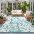 thumbnail image 2 of 3'x5' Area Rugs, Teal Green Monstera Deliciosa Indoor Outdoor Area Rug for Living Room Bedroom, Summer Botanical Tropical Washable Bathroom Rugs Kitchen Floor Carpet Mats Home Decor Aesthetic, 2 of 8