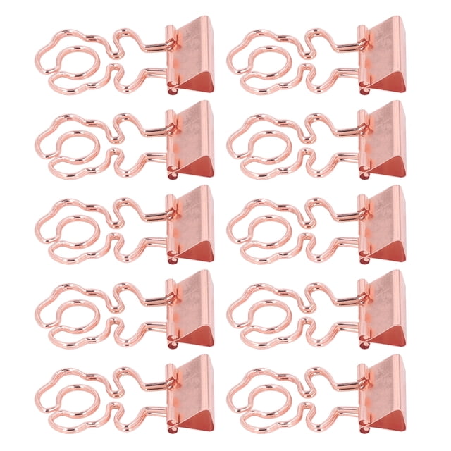 Office Binder Clips, Rose Gold Binder Clips Plating Process Cute For School For Home Sunflower,Flower