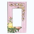 thumbnail image 5 of Metal Light Switch Plate Outlet Cover Elegant Pink Floral Striped Damask FLW070, 5 of 13
