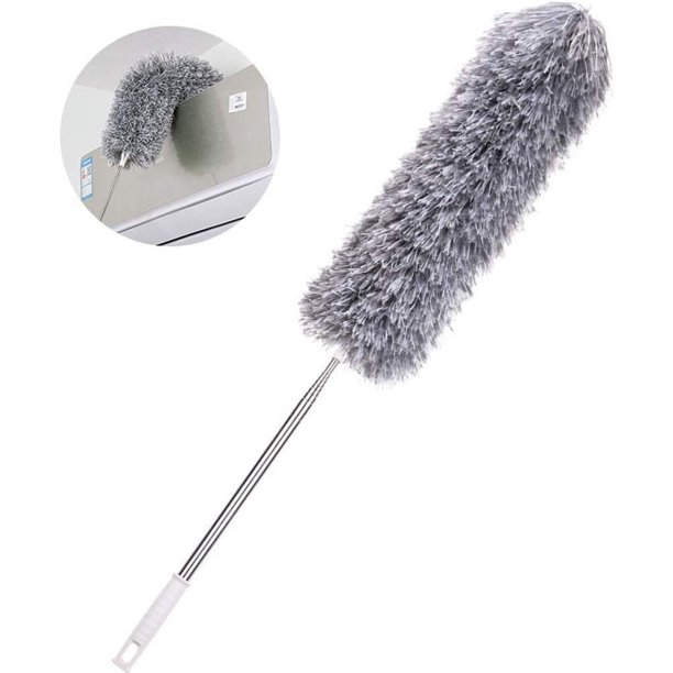 Plumero de microfibra para limpiar persianas, plumero extensible con mango retráctil para ventiladores de techo, techos altos, automóviles, absorción de polvo antiestático (0,5-2,8 m)