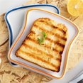 thumbnail image 3 of Creative Bread Shaped Ceramic Breakfast Plate Toast Dishes Salad Fruit Snack Tray Household Tableware Dinner Brown, 3 of 6