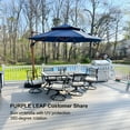 thumbnail image 2 of PURPLE LEAF 10FT Deluxe Round Wood Grain Patio Umbrella, Large Offset Cantilever Umbrella with 360° Rotation, Navy Blue, 2 of 13