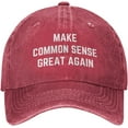 thumbnail image 1 of Make Common Sense Great Again Trucker Hat Washed Adjustable Dad Baseball Cap, 1 of 8