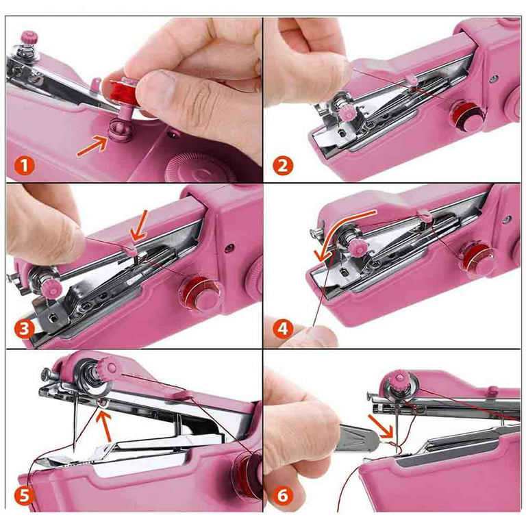 AUPERTO Handheld Sewing Machine, Small Quick Handy Stitch for Fabric,  Clothing, Kids Cloth Home Travel Use Pet Clothes PINK