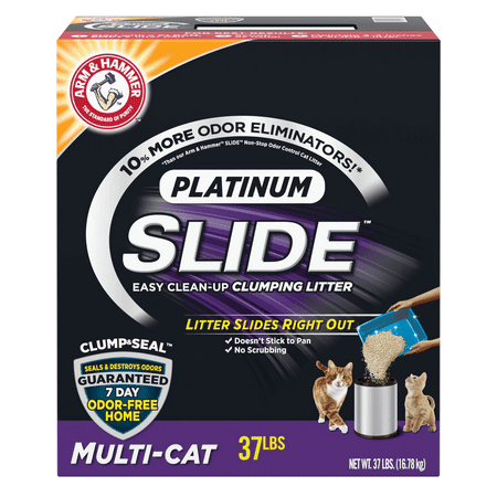 Arm Hammer Platinum SLIDE Easy Clean, Clumping Litter, Multi-Cat, 37 lbs